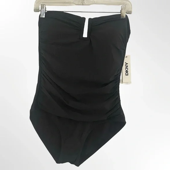 DKNY Black Strapless One-Piece Swimsuit in medium NWT - Picture 2 of 6